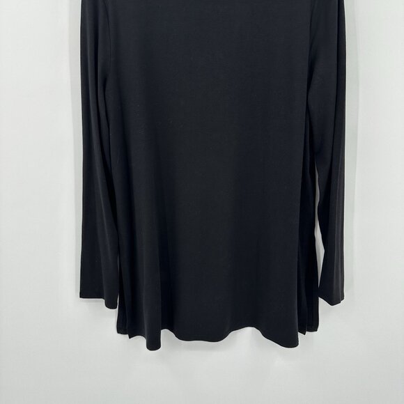 shirt top tunic mock neck long sleeve tencel soft black LARGE - Picture 4 of 6